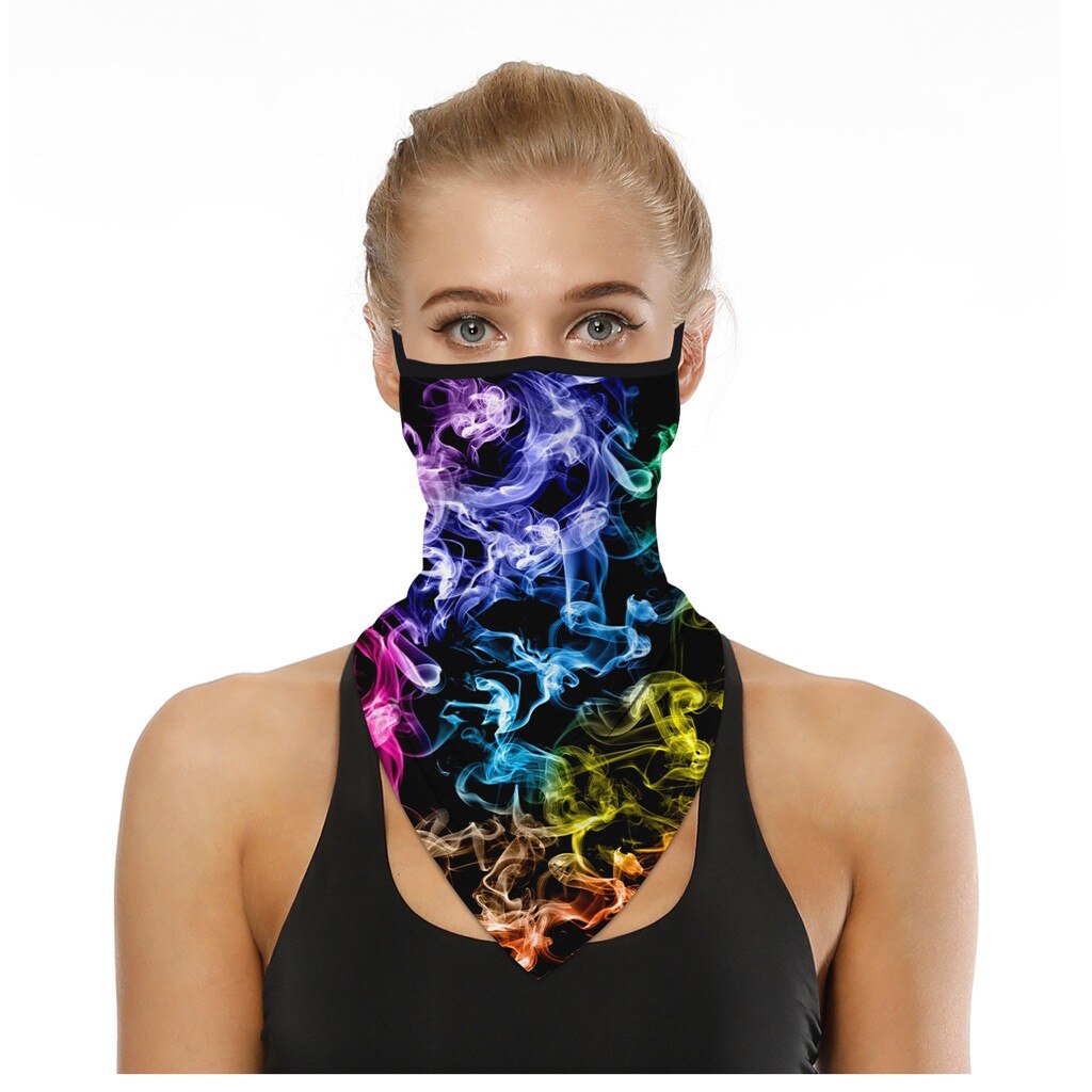 Summer Outdoor Sunscreen Mask Lady Chiffon Breathable Mask Cycling Driving Ultraviolet-proof Thin Floral Print Square Silk Scarf: Multicolor