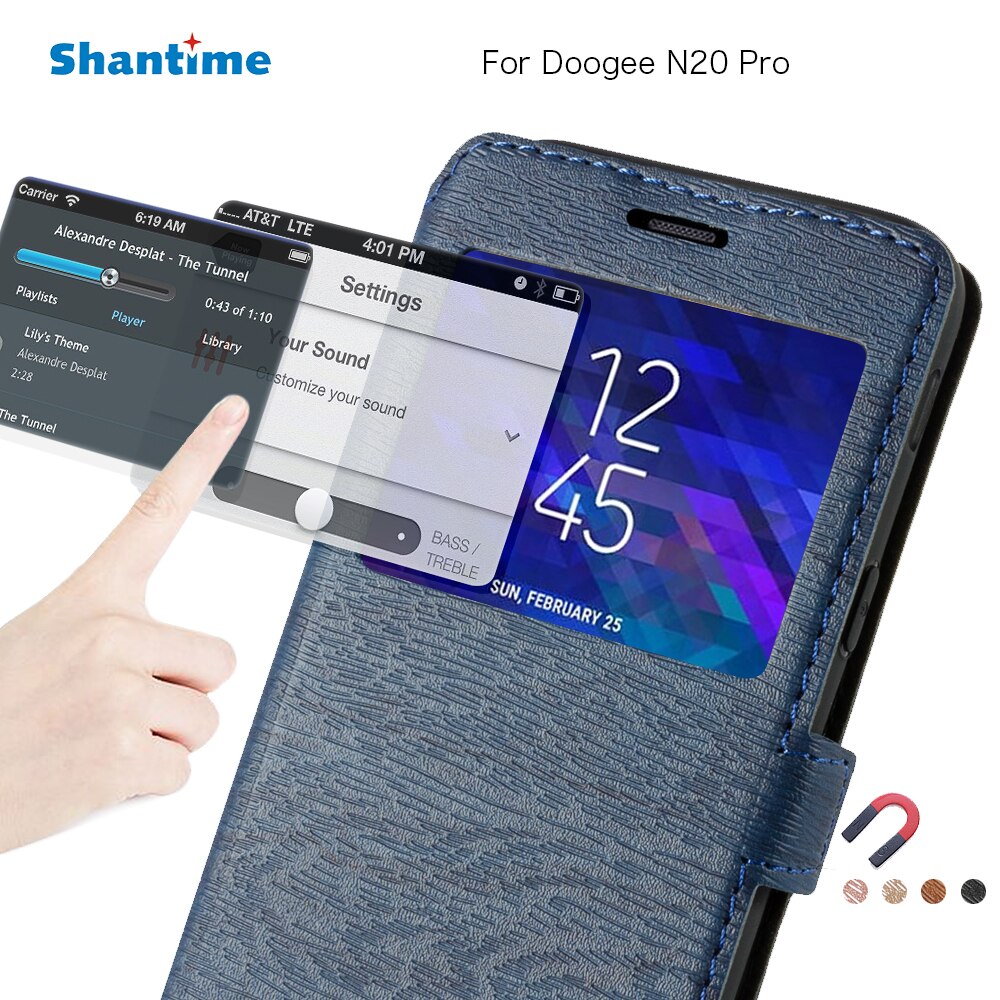 Étui en cuir pu pour doogee  n20 pro, étui à rabat pour doogee  n20 pro, fenêtre de visualisation, étui à rabat en silicone tpu souple, coque arrière