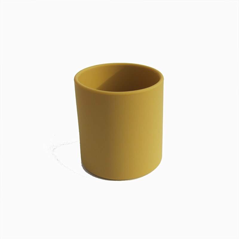 1PCS Baby Silicone Cup Food Grade Silicone kids Feeding Cup Infant Toddler Tableware Drinking Cup BPA Free 250ML Heat-resistant: mustard