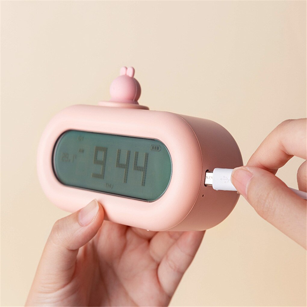 Cute Cartoon Alarm Clock Kids Digital Alarm Clock Cartoon Night Light Bedroom Kitchen Night Light Silent Desktop Lamps