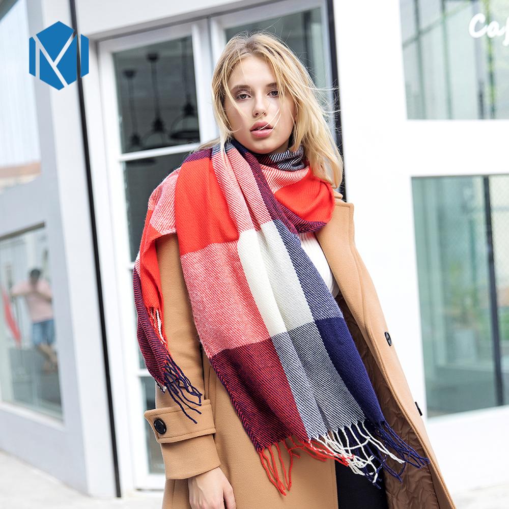 Bandana vinter kashmir tørklæde til kvinder tyk pashmina kvinde stjal plaid kvaster sjal tørklæder sjaal foulard femme