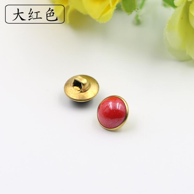20 stuks 10mm mix kleuren koperen schachtneuzen knoop naaiknopen voor kleding dames overhemdknopen ronde oogbol decoratieve gespen: Rood