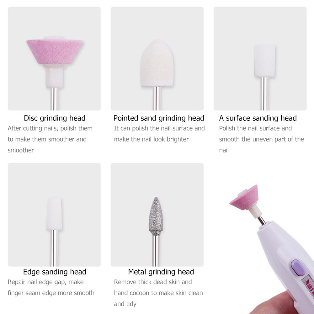 Nagellack Schleifer Tragbare Elektrische Pedikübetreffend Manikübetreffend Gerät Mini nagel Stift Prüfung Nagel Polierer Liefert 5 Nagel Polierer