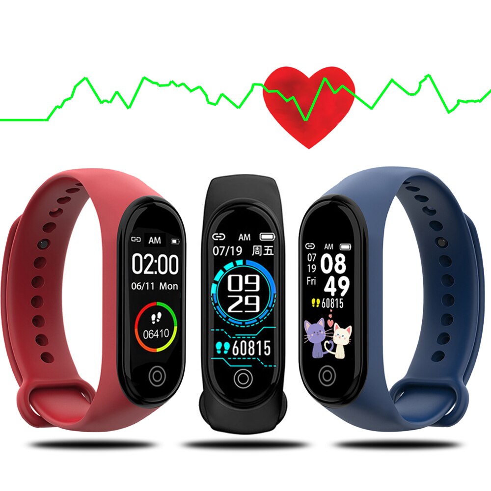 M4 relógio inteligente pulseira à prova d' água, monitoramento de pressão sanguínea, frequência cardíaca, banda inteligente 4, monitoramento fitness, pulseira para android, ios