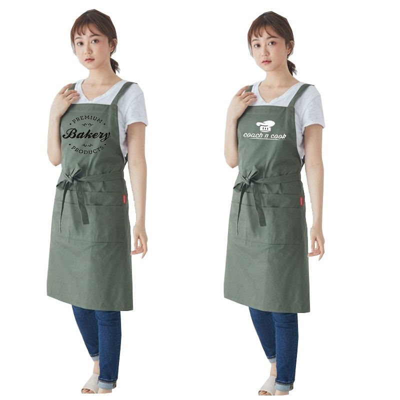 100% Katoen Keuken Chef Schort Met Pocket Vrouwen Bib Schort Voor Koken Bakken Crafting Werk Winkel Bbq