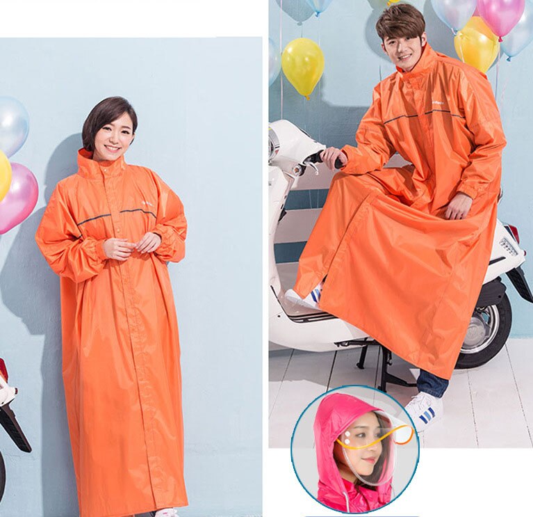 Lange Motorrad Regenmantel Mit Doppel Transparent Hüte Erwachsene Dick Eva Regen Mantel Impermiable Windschutz Kunststoff Graben Mantel: Orange / L