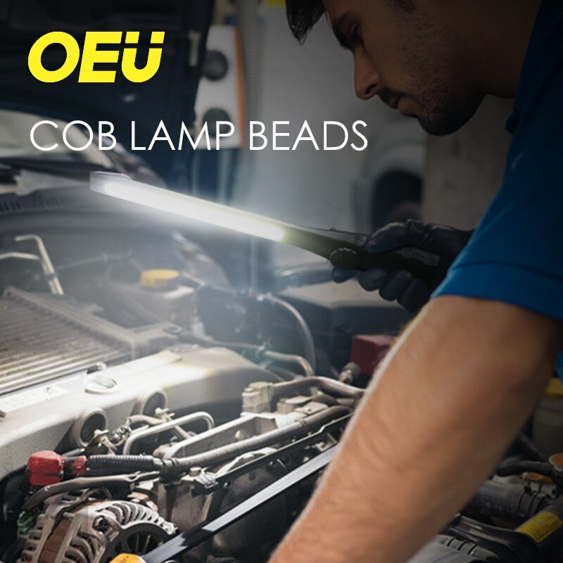 LED Work Light USB Rechargeable Magnetic Hand Torch Foldable Under Car Hood Flashlight 18650 Cordless Worklight Magnet Lamp COB