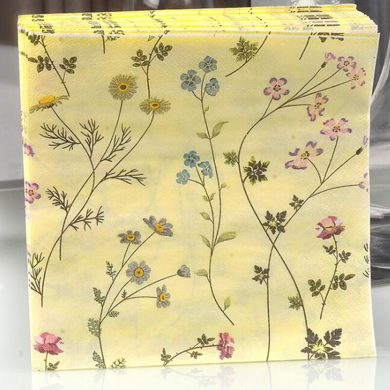 Verse Bloemen Tissue Papier Retro Elegante Partij Tafeldecoratie Milieuvriendelijk Pure Houtpulp Wegwerp Papieren Handdoeken