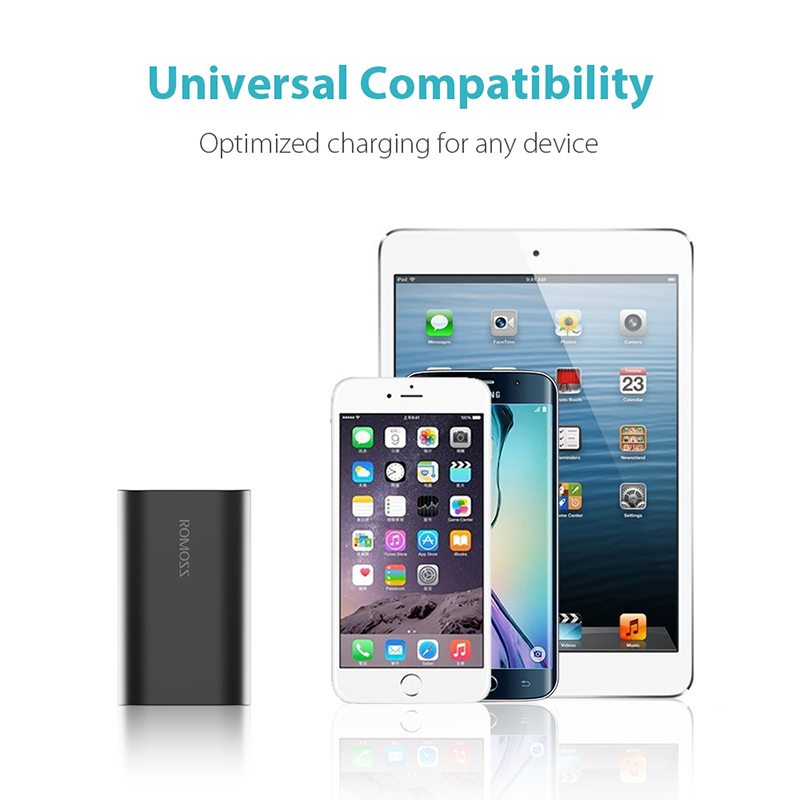 ROMOSS ACE A10 10000mAh Power Bank Dual USB Outputs Aluminum Alloy External Battery Pack For iPhone 7 7plus Tablets Smartphone