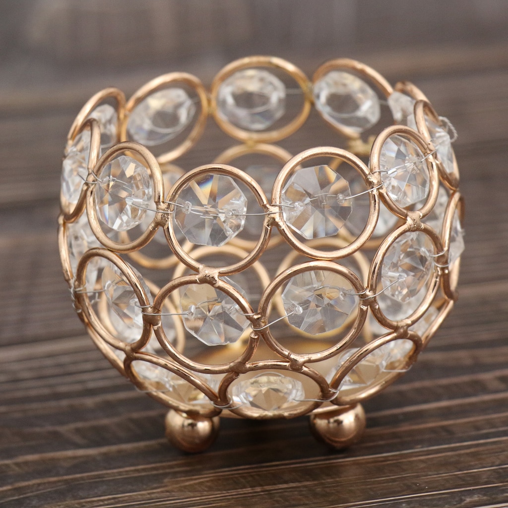 Portavelas votivo europeo, candelabro de cuentas de cristal plateadas/doradas, centros de mesa de boda, decoración para el hogar y la Oficina