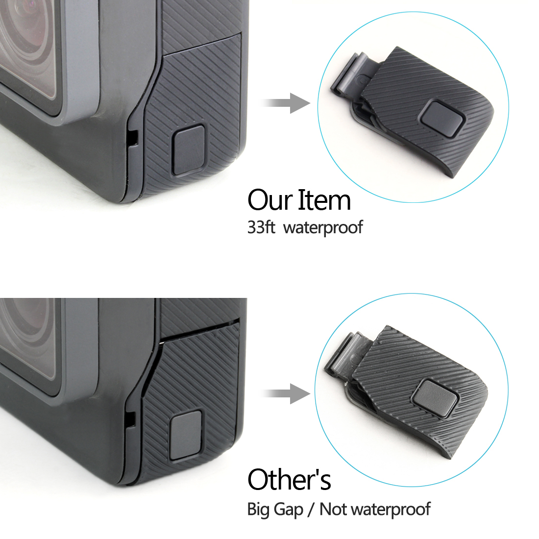 SOONSUN-piezas de reparación de puerta lateral, protector de lente de repuesto, cubierta lateral de puerto de USB-C para cámara GoPro HERO 7, 6, 5, color negro