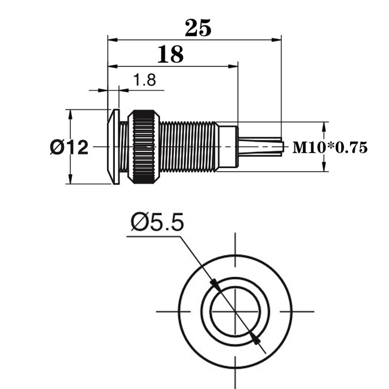 10mm Metal LED Indication light waterproof Signal lamp 5V 6V 12 24V 220v with wire and LED indicator lights Signal Convex light