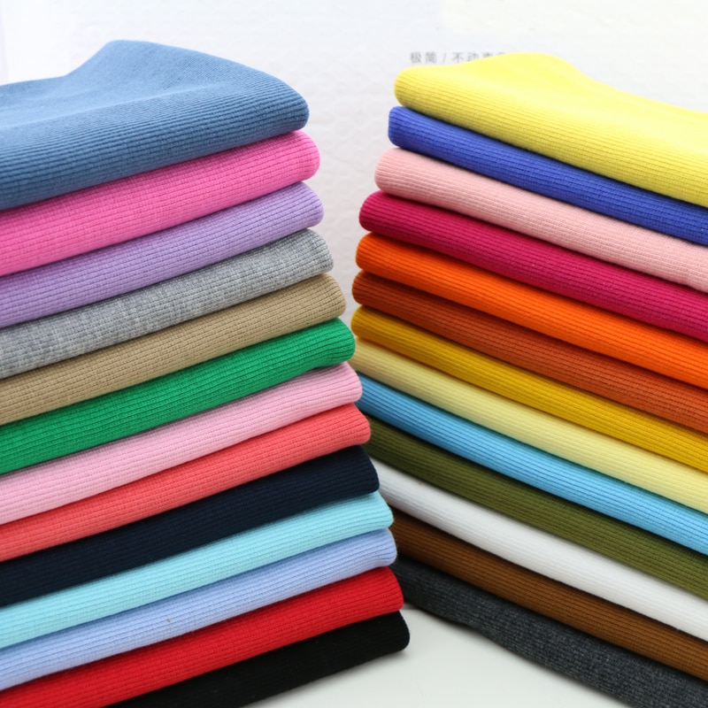 20X 100cm 2x2 Cotton knitted rib cuff fabric stretchy cotton fabric for DIY sewing clothing making accessories fabric