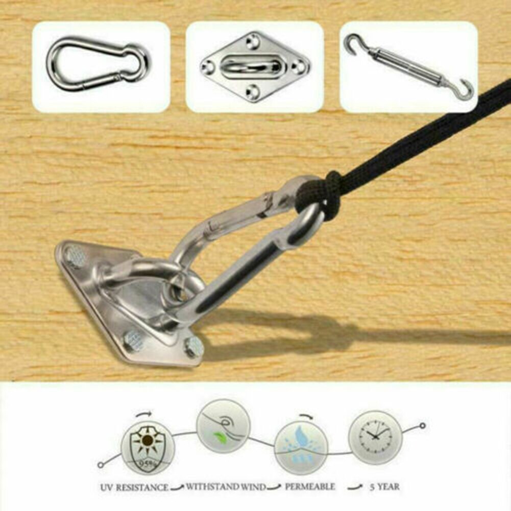 6'' Sun Sail Shade Canopy Stainless Steel Fixing Fittings Hardware Accessory Kit Turnbuckle Pad Eye Carabiner Clip Hook Screws