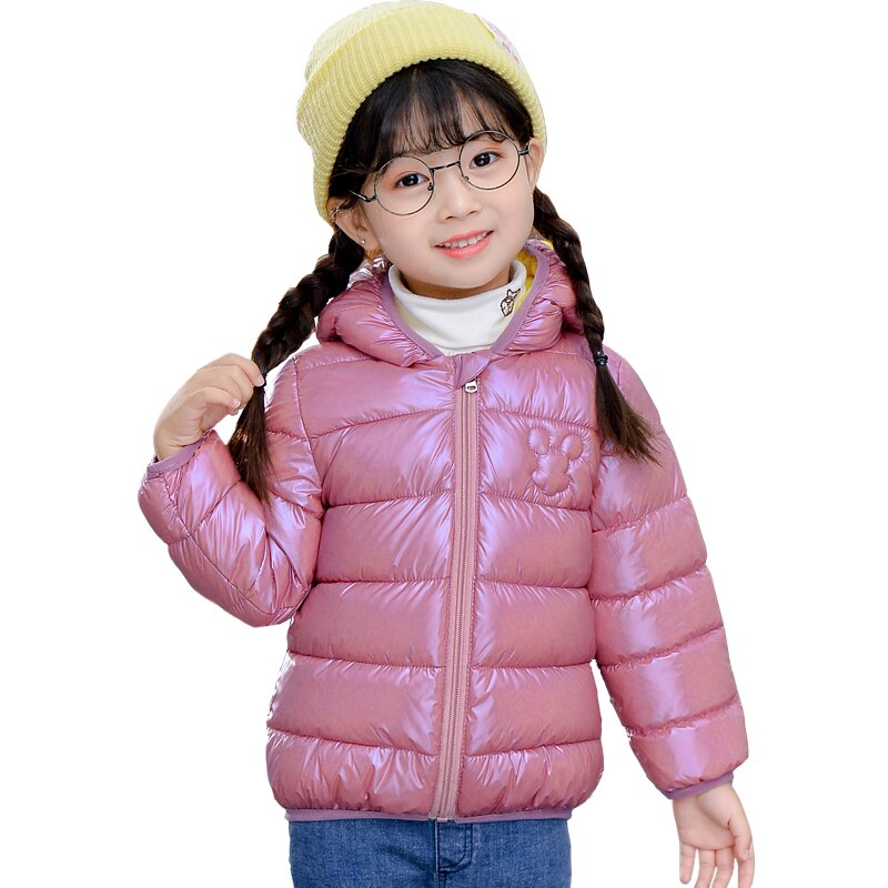 HIPAC Boy Girl Winter Coat Shiny Child Jacket Windproof Baby Boys Girls Warm Children Outfits for Kids Clothes Snowsuit: Pink / 110