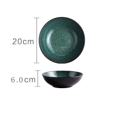 Antowall Europese Groene Pauw Whorl Westerse Servies Steak Plaat Pasta Schotel Keramische Plaat Salade Grote Soepkom: 8inch soup bowl