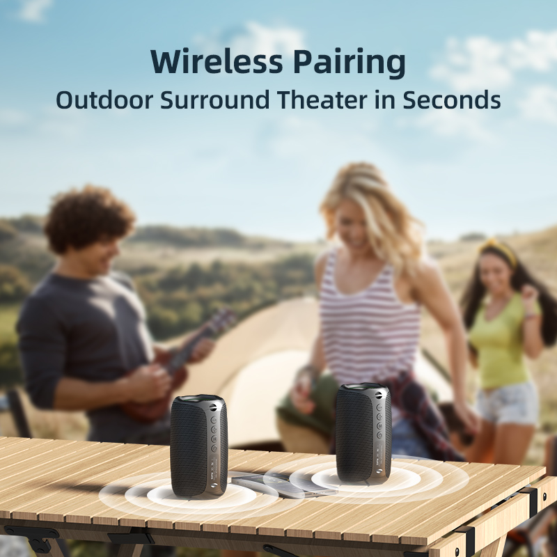 Zealot -m2 portable bluetooth speaker, ipx5 waterproof, 360 ° wireless speaker, tws stereo pairing, , 10 hours playtime for camping, hiking