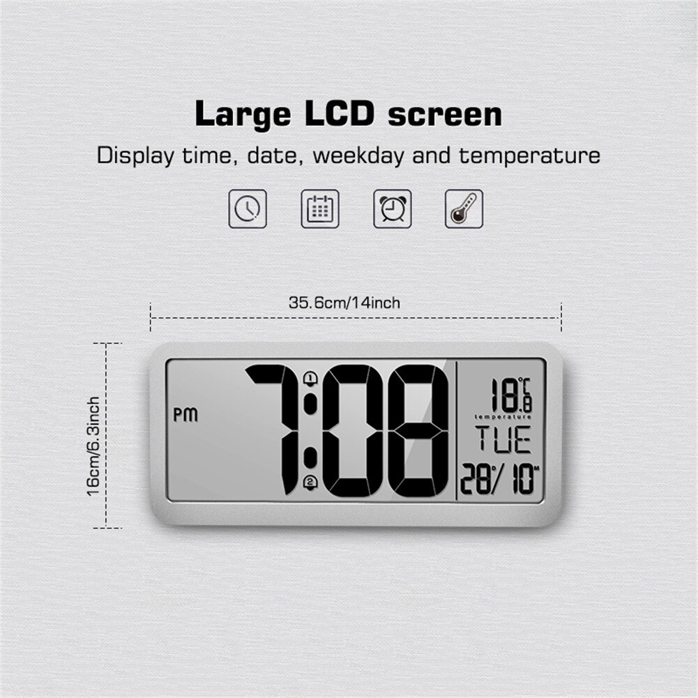 Digital Wall Clock, Desk Clock, Auto Time Self Setting Alarm Clock, Auto Time Changing, Number Clock Date Temperature Display