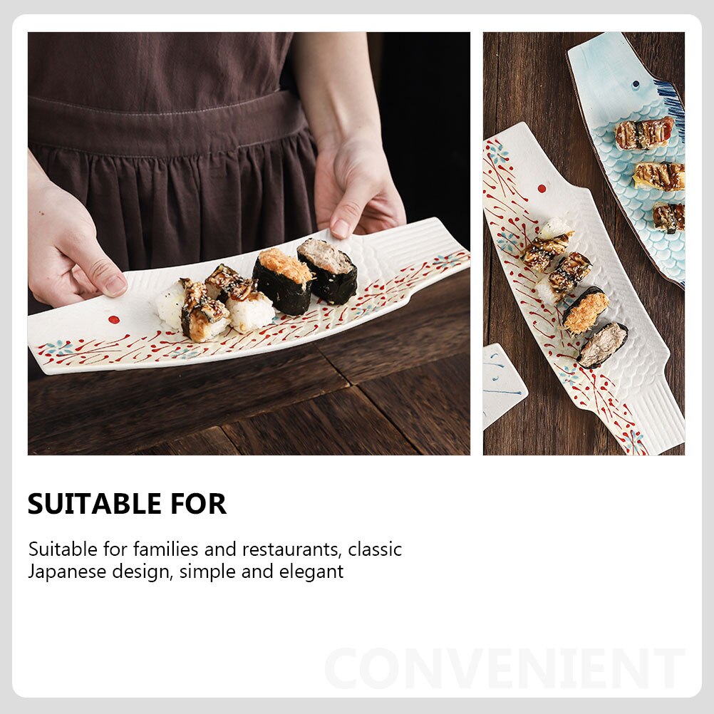 Ceramic Sushi Plate Fish Shaped Food Serving Plate Sashimi Holder