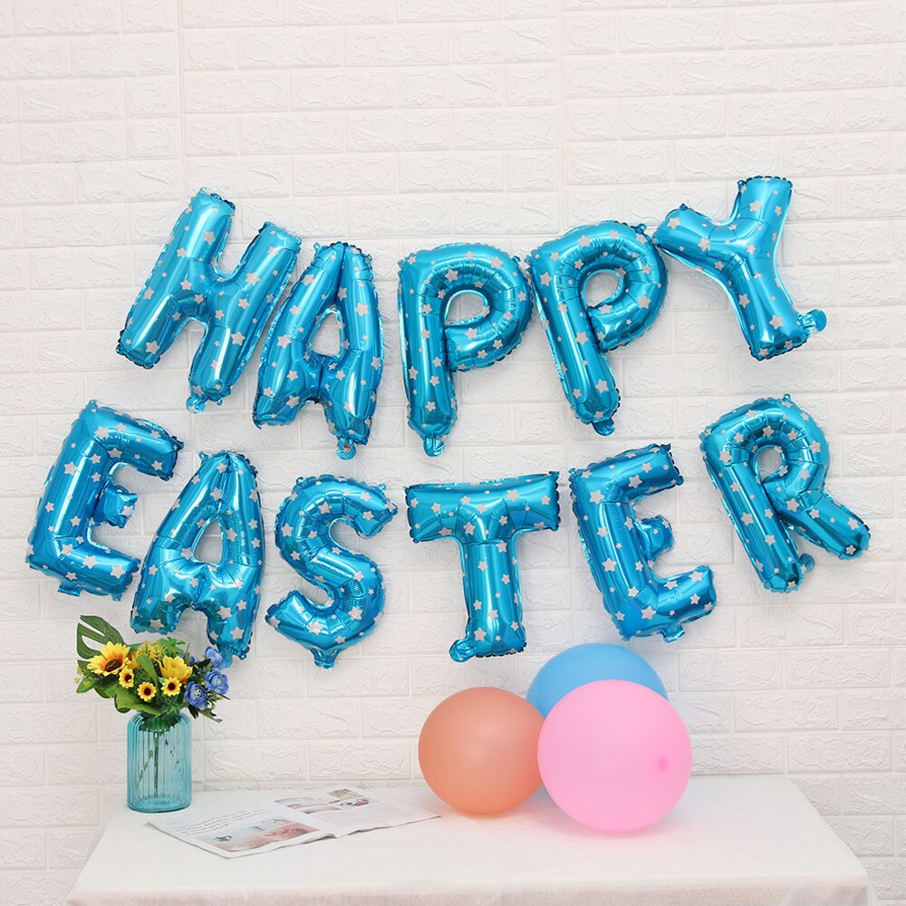 11Pcs Happy Easter Foil Balloons Air Helium Balloon Happy Easter Letter Kids Balloons Globos Easter Party Decoration Supplies