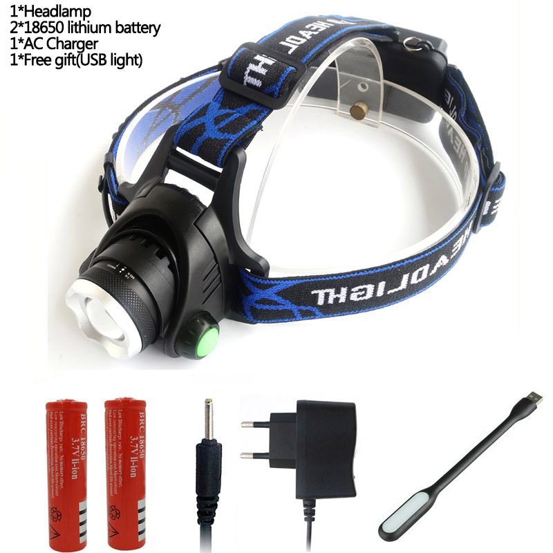 Z20 lampe frontale Led étanche, lampe torche, ampoules rechargeables Lithium-Ion Xml T6, 5000lm, Xm-l2 18650: OPtion C / L2