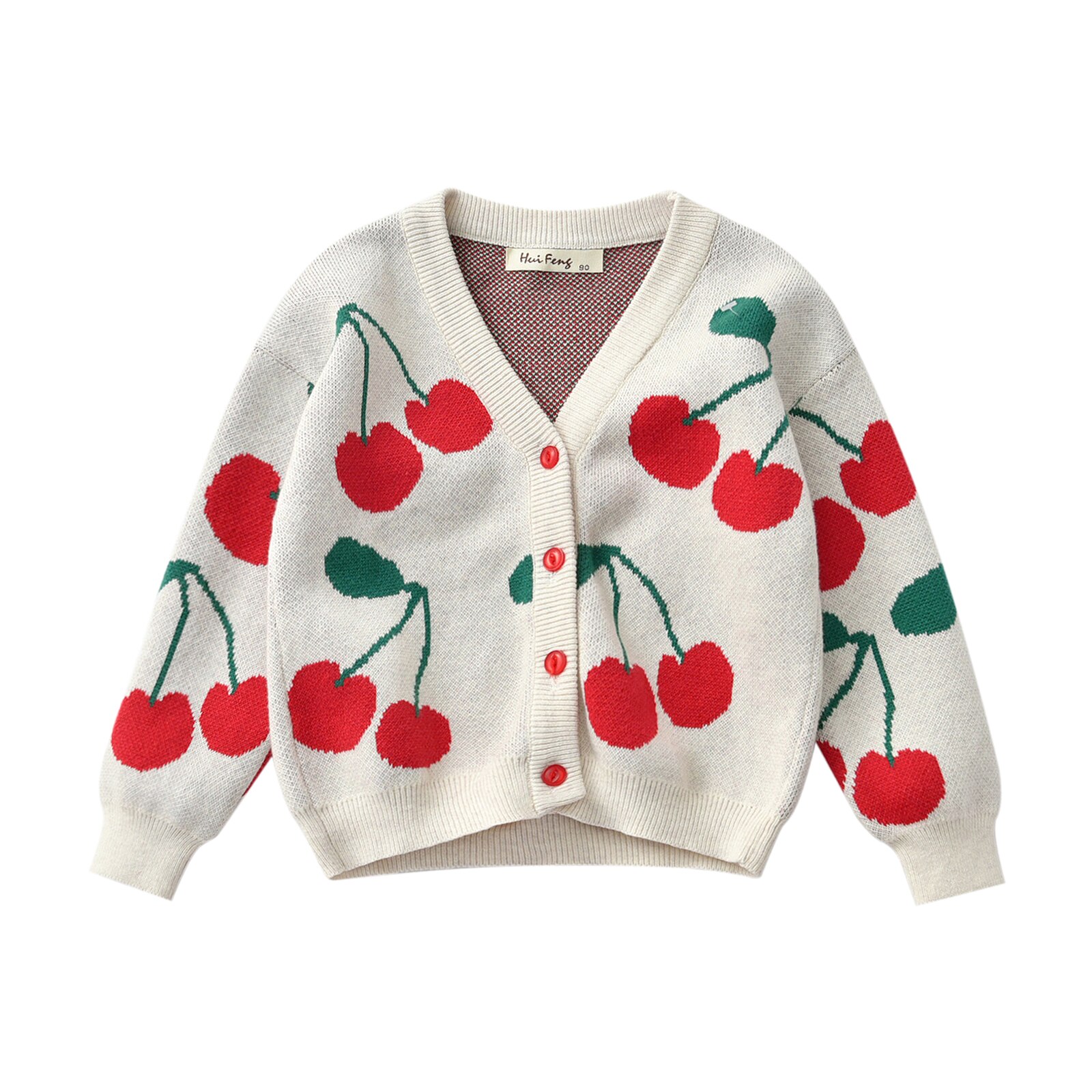 2020 New Autumn Autumn 1-6Y Toddler Kids Baby Girl Cherry maglione scollo a v monopetto Cardigan lavorato a maglia manica lunga bottoni Top