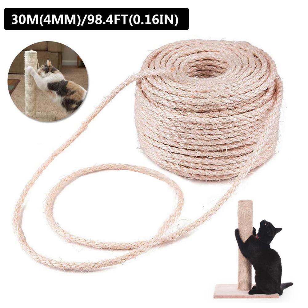 4/6Mm Sisal Touw Voor Krabpaal Kat Klimrek Diy Katten Krabpaal Speelgoed Maken Bureau Benen binding Touw Voor Kat Verscherpen: 30m4mm