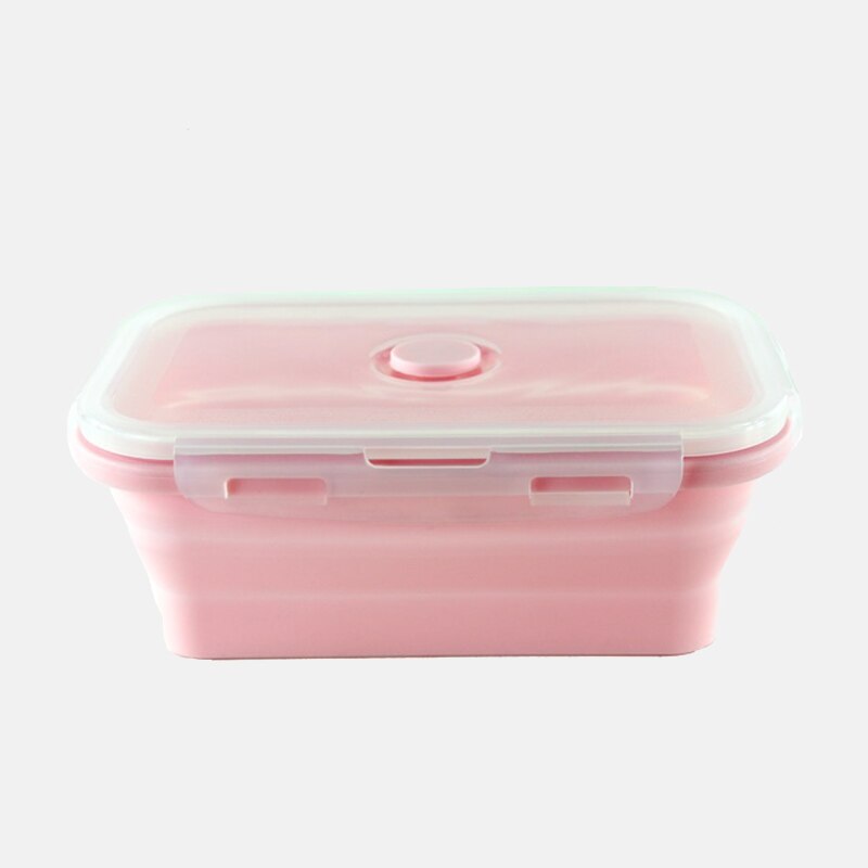 Portable Collapsible Silicone Lunch Box for Kids Food Storage Container Bento Free Microwavable Picnic Camping Rectangle Outdoor: 2 / 350ml