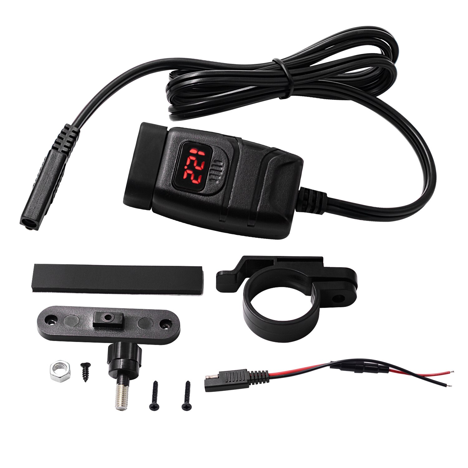 Wasserdicht Motorräder Ladegerät Montiert Dual USB Ladegerät Bausatz mit Voltmeter Schalter QC3.0 Schnelle Ladung SAE zu USB 24W + 24W: rot hell