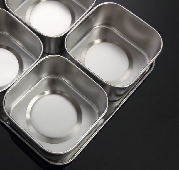 Japanese Stainless Steel Seasoning Box Set Seasoning Jar 6 Grid 8 Grid Optional with Lid Kitchen Health Spice Box