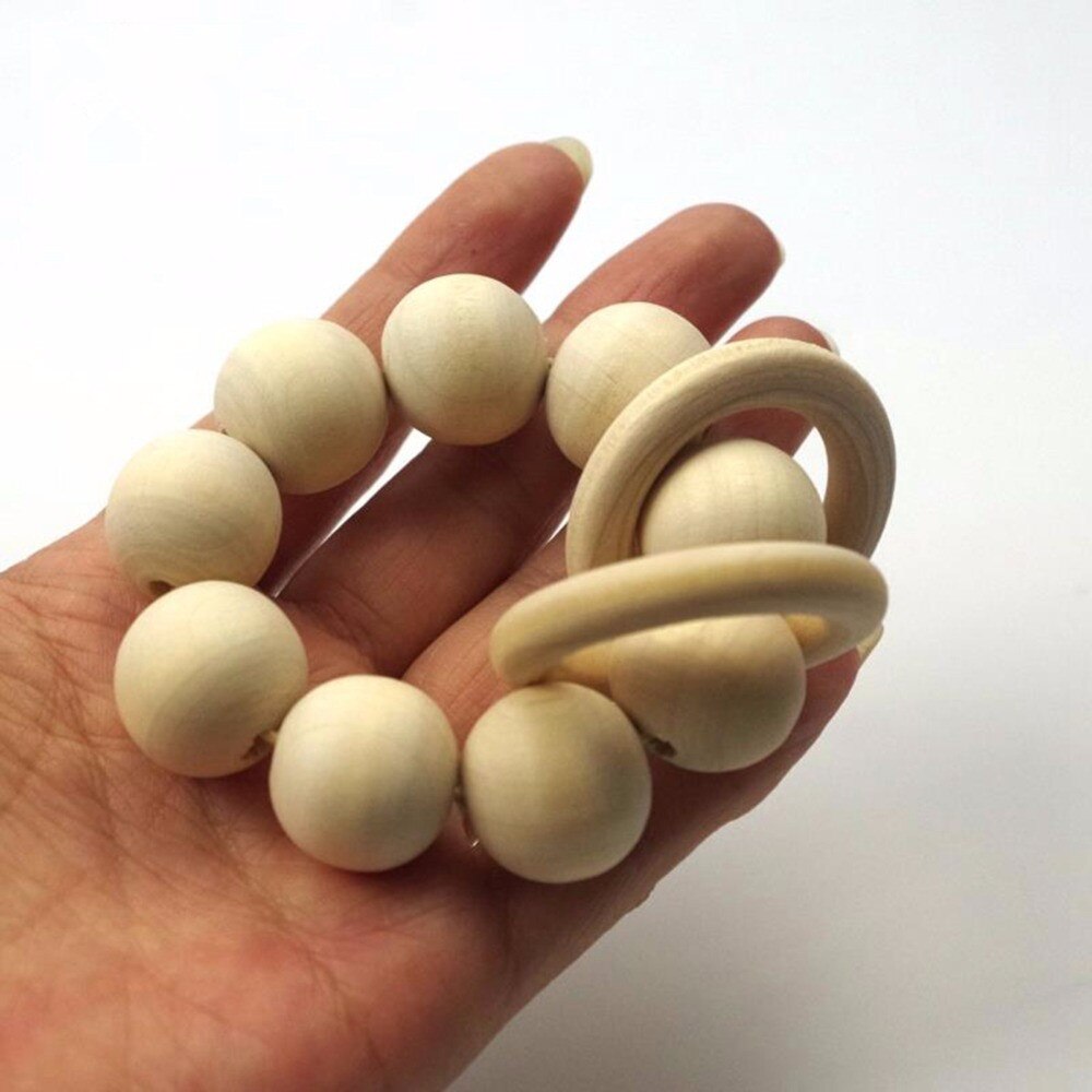 2 stück Holz Zahnen Spielzeug Natürliche Holz Perlen Ring Baby Armband Krankenschwester Lebensmittel Grade Materilas Handgemachte Handwerk Baby Spielzeug