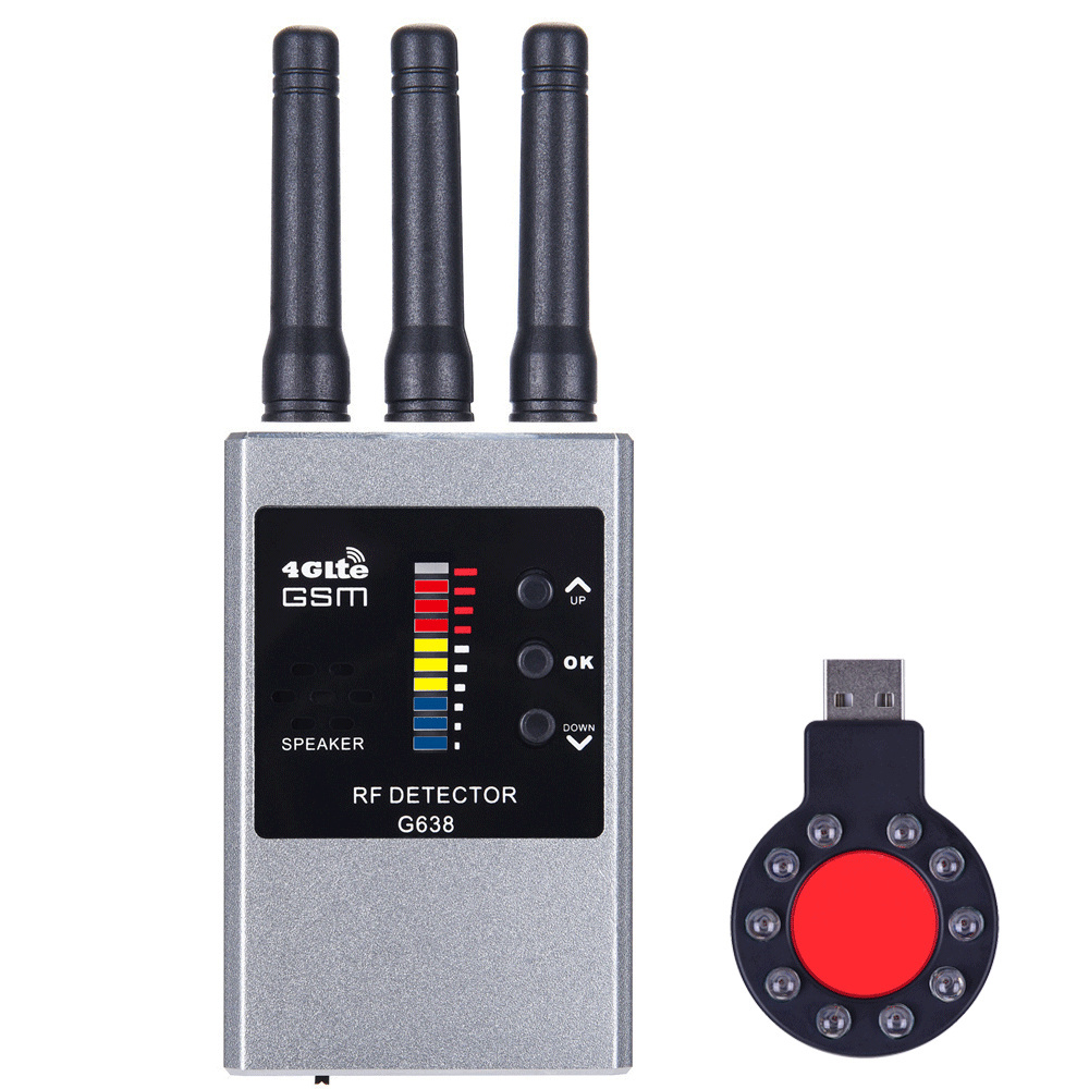 Détecteur de Signal RF sans fil, Bug GSM GPS, Mini caméra, balayage IR, veille AI, détection automatique G638W: Bleu