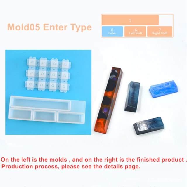 Manual DIY Mechanical PC Keyboard Key Cap Silicone Mold UV Crystal Epoxy Molds for DIY Handmade Crafts Making Mould Tools: Mold5