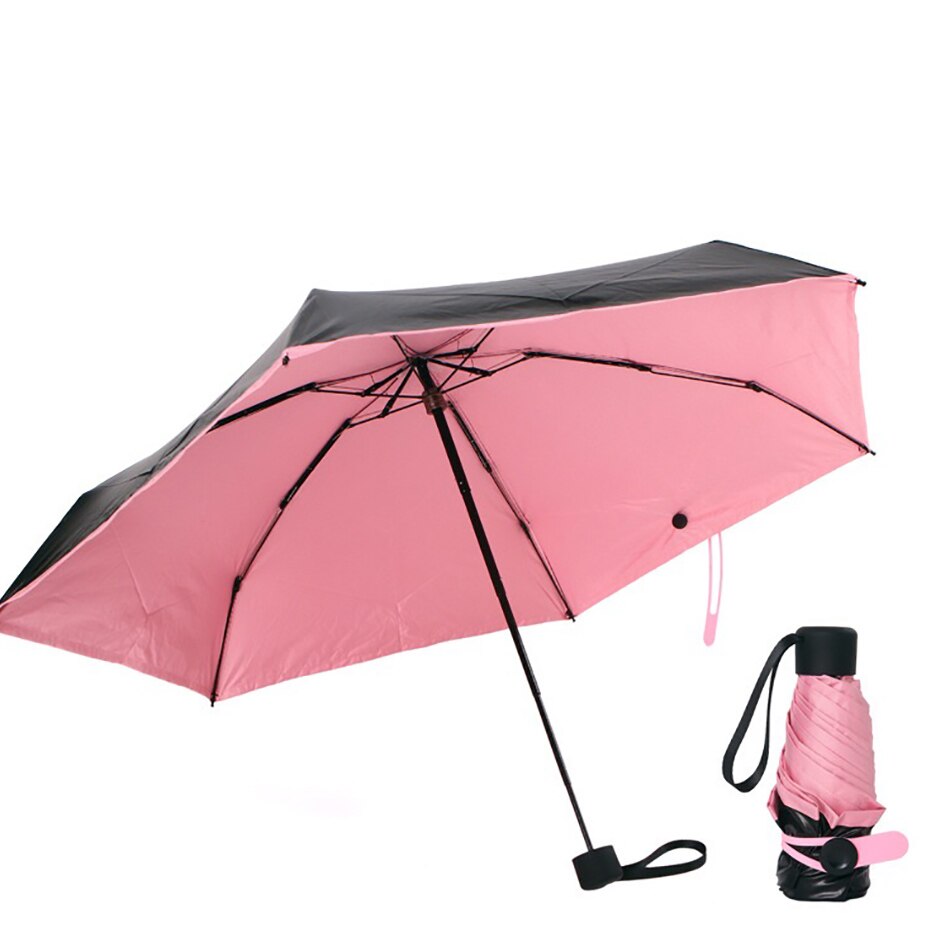 Mini Umbrella Folding Parasol Sunny Anti UV Small Pocket Umbrellas Rain Women Year Paraguas Mujer Sombrilla Ombrello: Pink