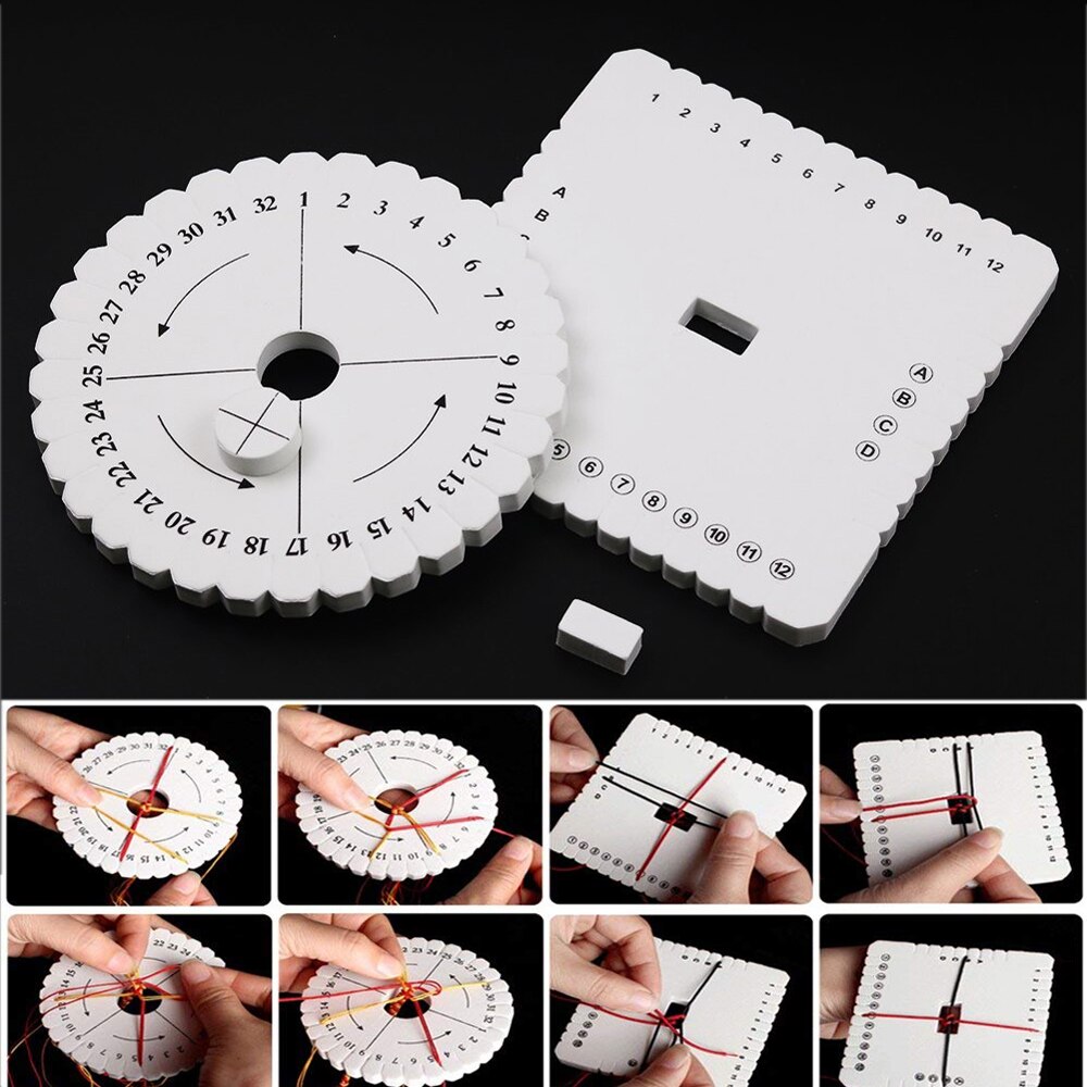 Ronde &amp; Vierkante Armband Breien Kumihimo Schijf Lade Gevlochten Touw Knoop Weven Sieraden Desgin Board 2 Maten
