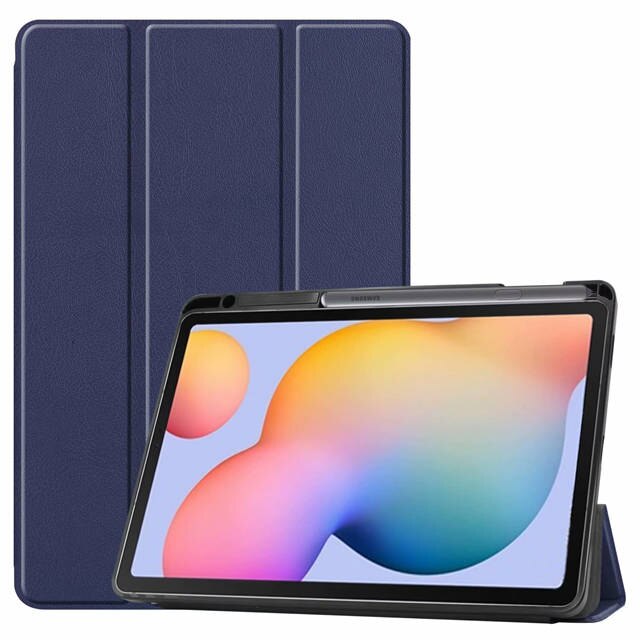 iBuyiWin Soft Silicone Smart Case for Samsung Galaxy Tab S6 Lite 10.4 SM-P610/P615 Tablet Capa Cover With Pencil Holder Funda: Dark Blue