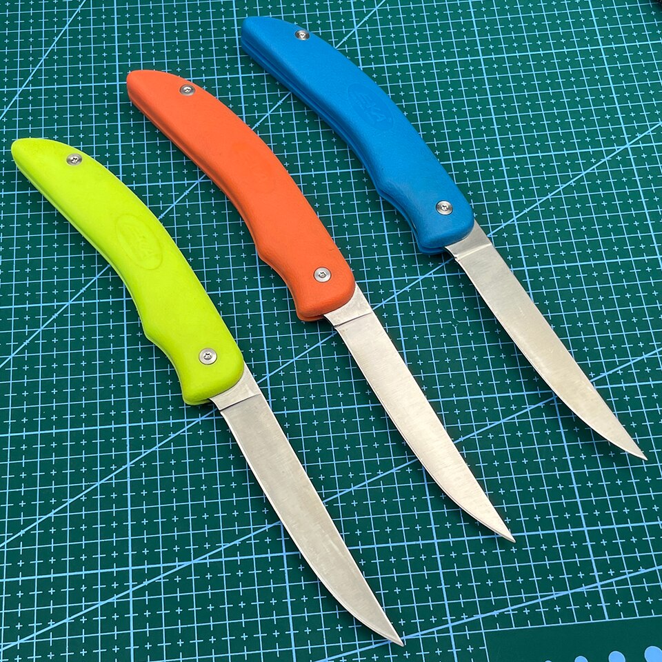 EKA – couteau à filet à deux lames en une, couteau de chasse à lame fixe rotative avec manche en TPR, gaine en Nylon pour la pêche