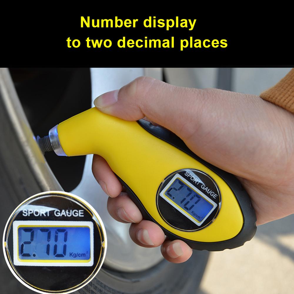 Auto Motorcycle Lcd Digitale Bandenspanning Band Band Gauge Tester Tool Autoband Manometer Barometers Tester Tool
