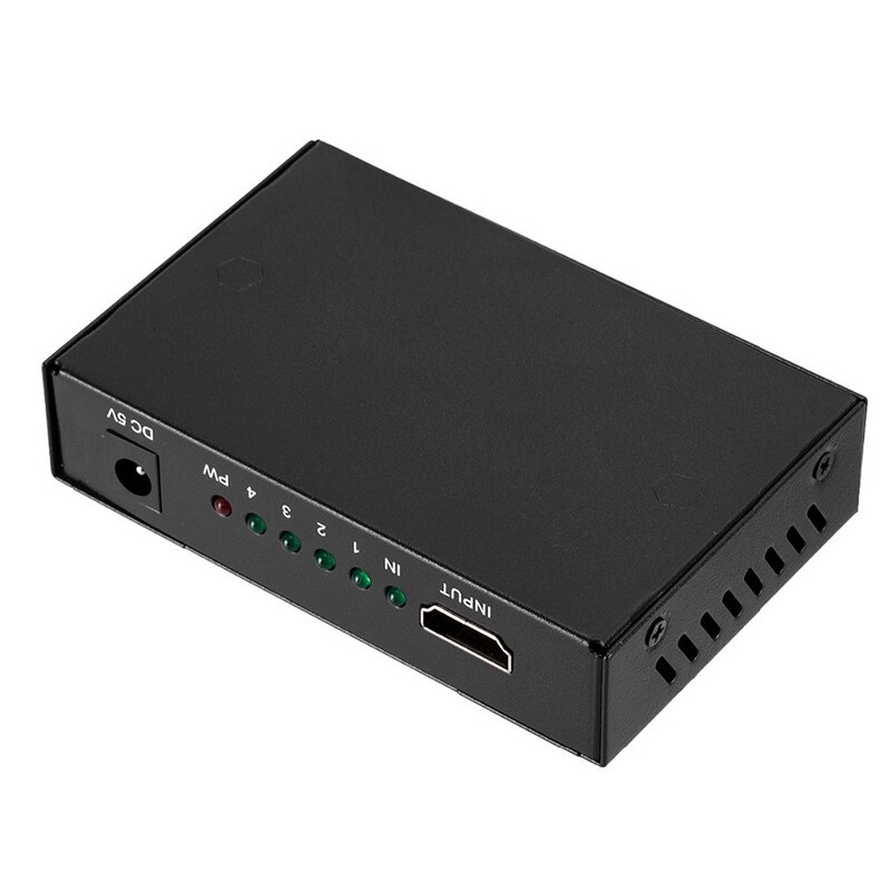 Ultra HD 4K 4 Port HDMI Splitter 1X4 Repeater Amplifier 1080P 3D Hub 1 in 4 Out EU Plug