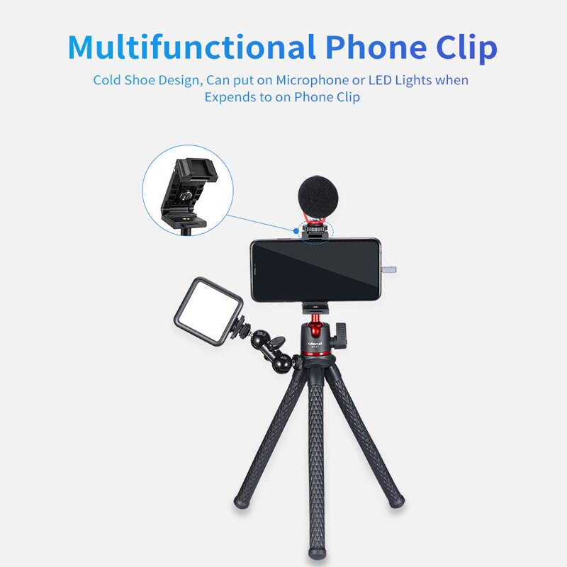Ulanzi MT-11 elastyczny statyw trójnożny do DSLR Smartphone 2 w 1 statyw przedłużyć 1/4 ''śruba do Magic Arm światło Led do kamery