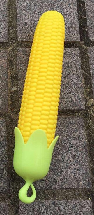 Sombrilla plegable de tres verduras para niños con dibujos animados de Chile, zanahoria, maíz, rábano, sombrilla, protección solar uv a prueba de viento: Light Green Corn