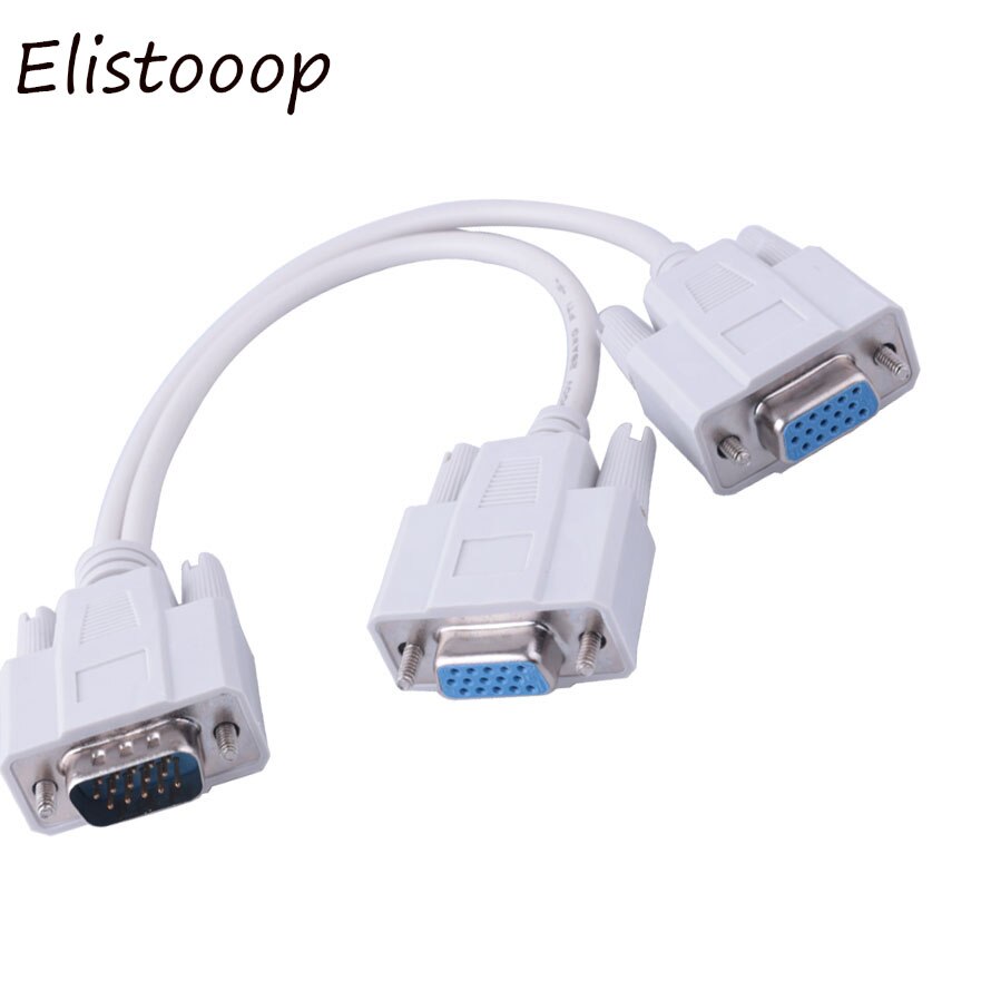 Elistooop SVGA Monitor Adapter Splitter Kabel Male VGA naar 2 Vrouwelijke VGA 2 Way Dual Video card LCD Y Splitter adpater