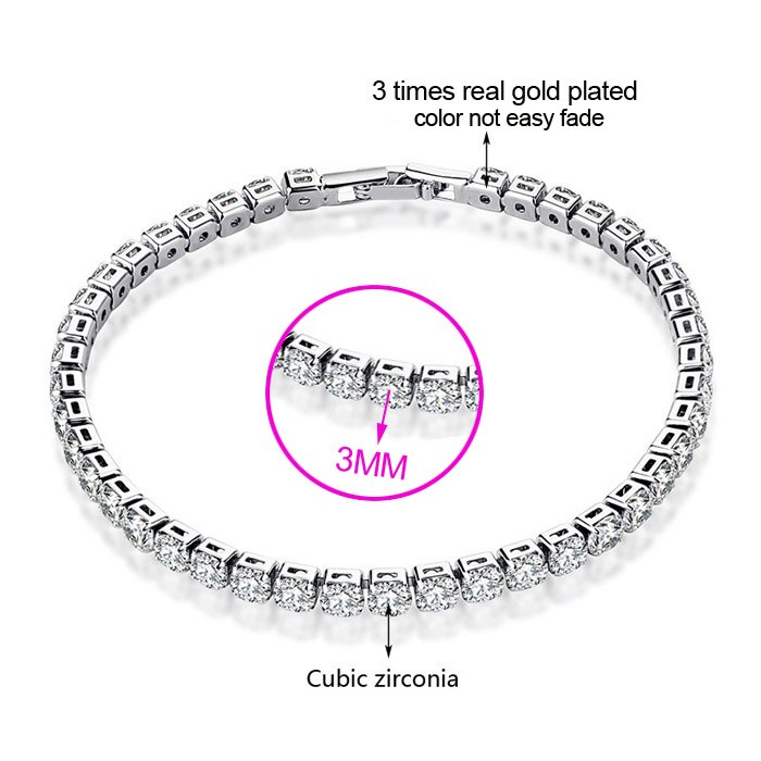 Sinleery Tennis Armband Met Shining Aaa Zirconia Rose Goud Zilver Kleur Armbanden Voor Vrouwen Sieraden SL059 Ssf