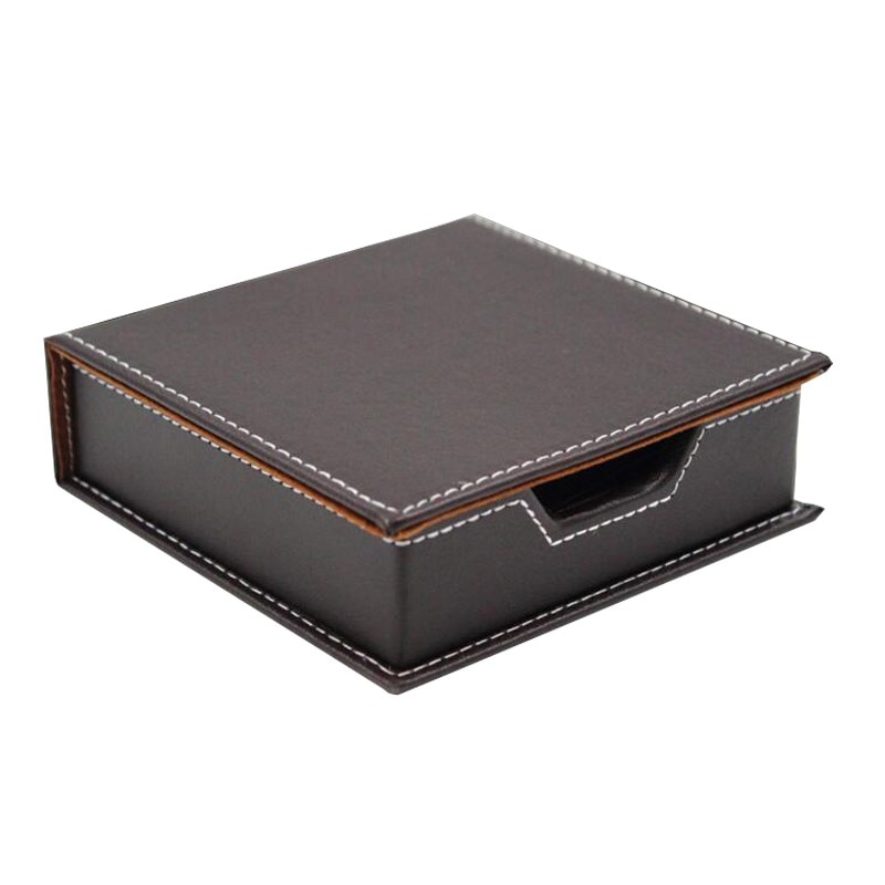 Caja de notas de cuero, suministros para oficina y escuela, Accesorios de escritorio, organizador, portatarjetas, porta notas, caja de almacenamiento de notas adhesivas: Brown