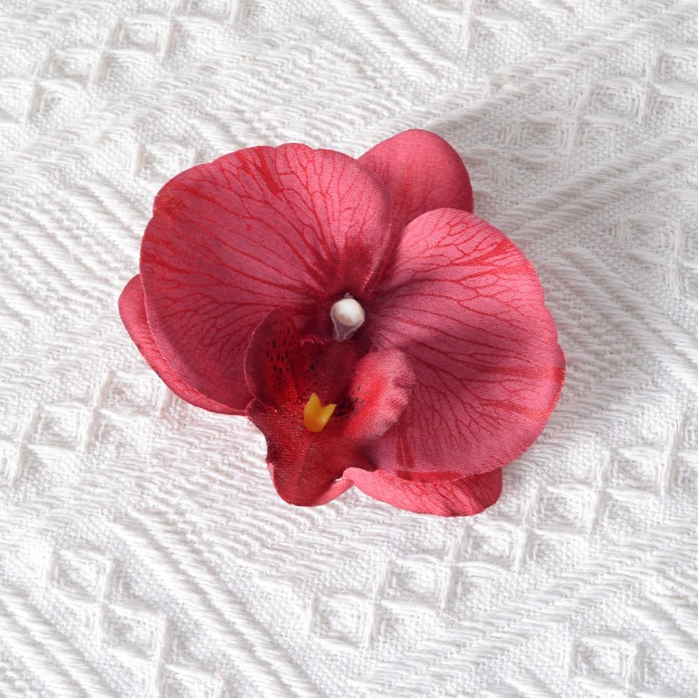 broszka DIY biżuteria zrobienie rękodzieło symulowane kwiat Wykonany ręcznie Akcesoria stroik motyl orchidea kwiat dekoracja spinka do włosów prezent: Różowy