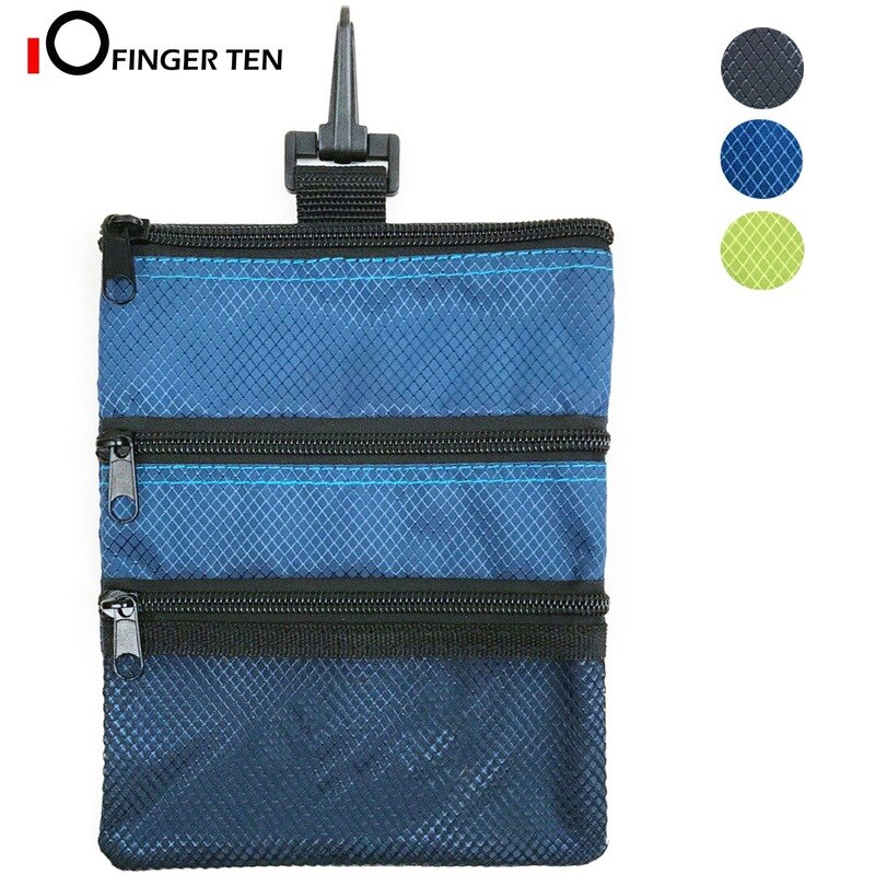 Upgrade Multi Pocket Golf Tee Pouch with Zipper and Clip Hook to Bags Durable Nylon Valuables Holder for Men Women: Blue
