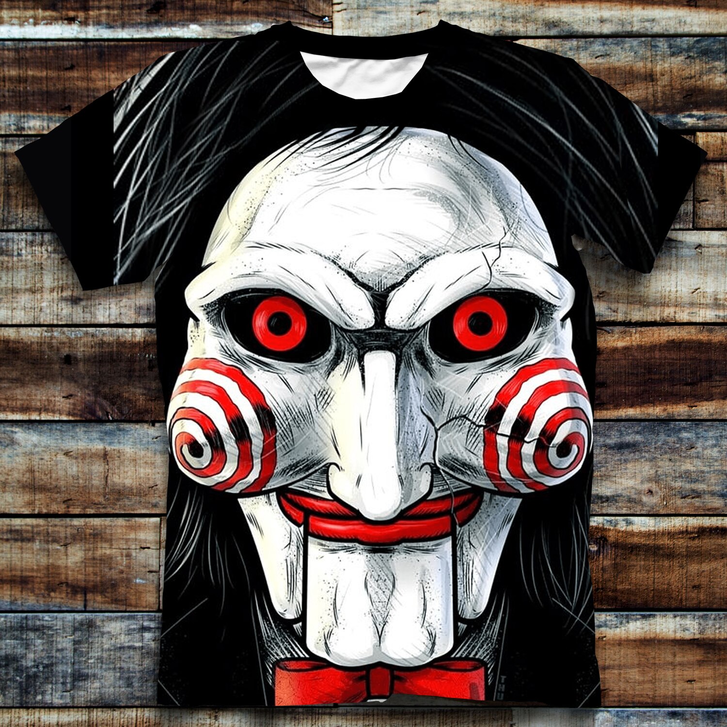 Sommar tees såg sticksågsmask 3d tryckta t-shirt herr toppar unika kläder kortärmad herr t-shirt: F91 / M