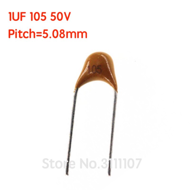 100PCS/LOT 1UF 105 50V Multilayer ceramic capacitor 1000nF 105M P=5.08mm