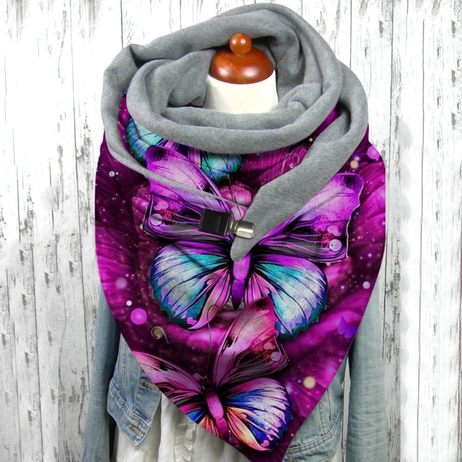 Femmes Hiver Écharpe Papillon Impression Écharpe multi-usages Châle Foulard Cachecol Шарф Женский @ 40