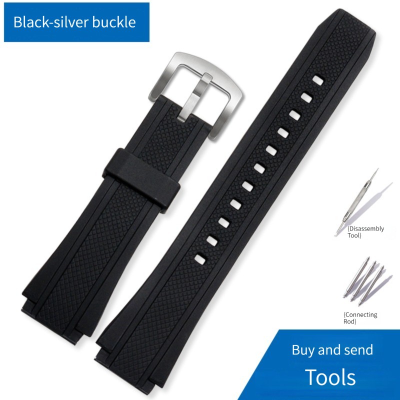 Silicone Rubber Sports Watch Strap For Casio 5119 Edifice EF-552 Watchband EF-552D-1A Men's Bracelet Stainless Buckle Black 20mm: White Black